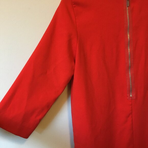Poppy Red 3/4 Sleeve Shift Dress - Picture 6 of 13